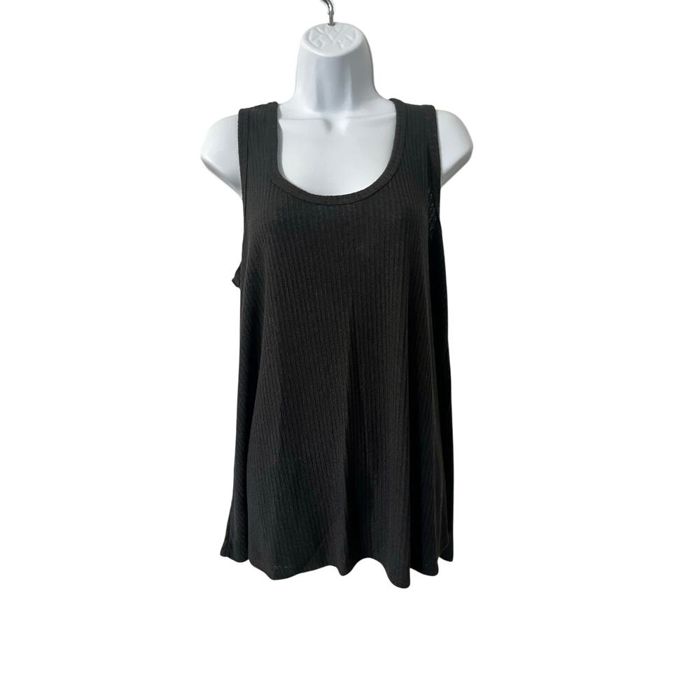 NWT White Birch Oversized Black Ribbed Tank Top – Size Large oversized